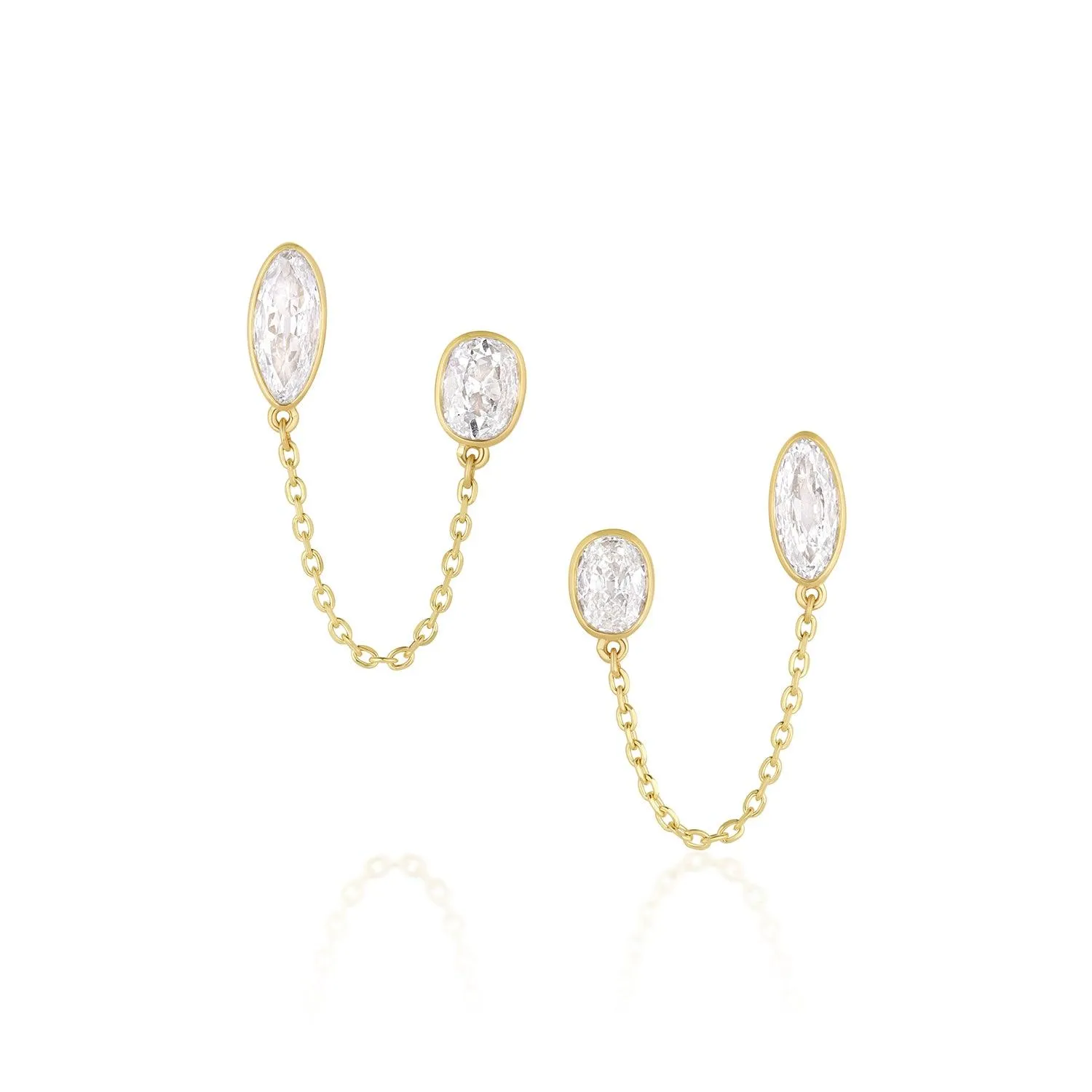 Diamond Duo Chain Earrings