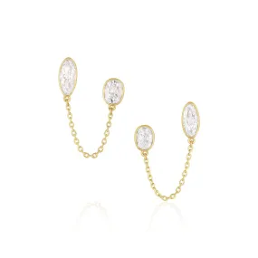 Diamond Duo Chain Earrings