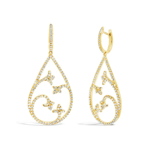 Diamond Open scroll Teardrop Earrings