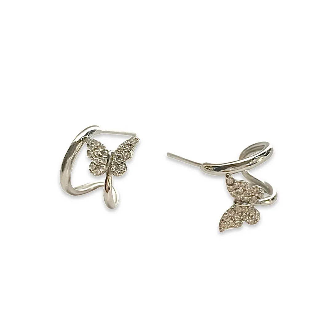 Double Hoop Butterfly Huggies