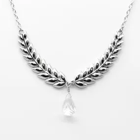 Double Laurel Necklace with Gem Bead Dangle