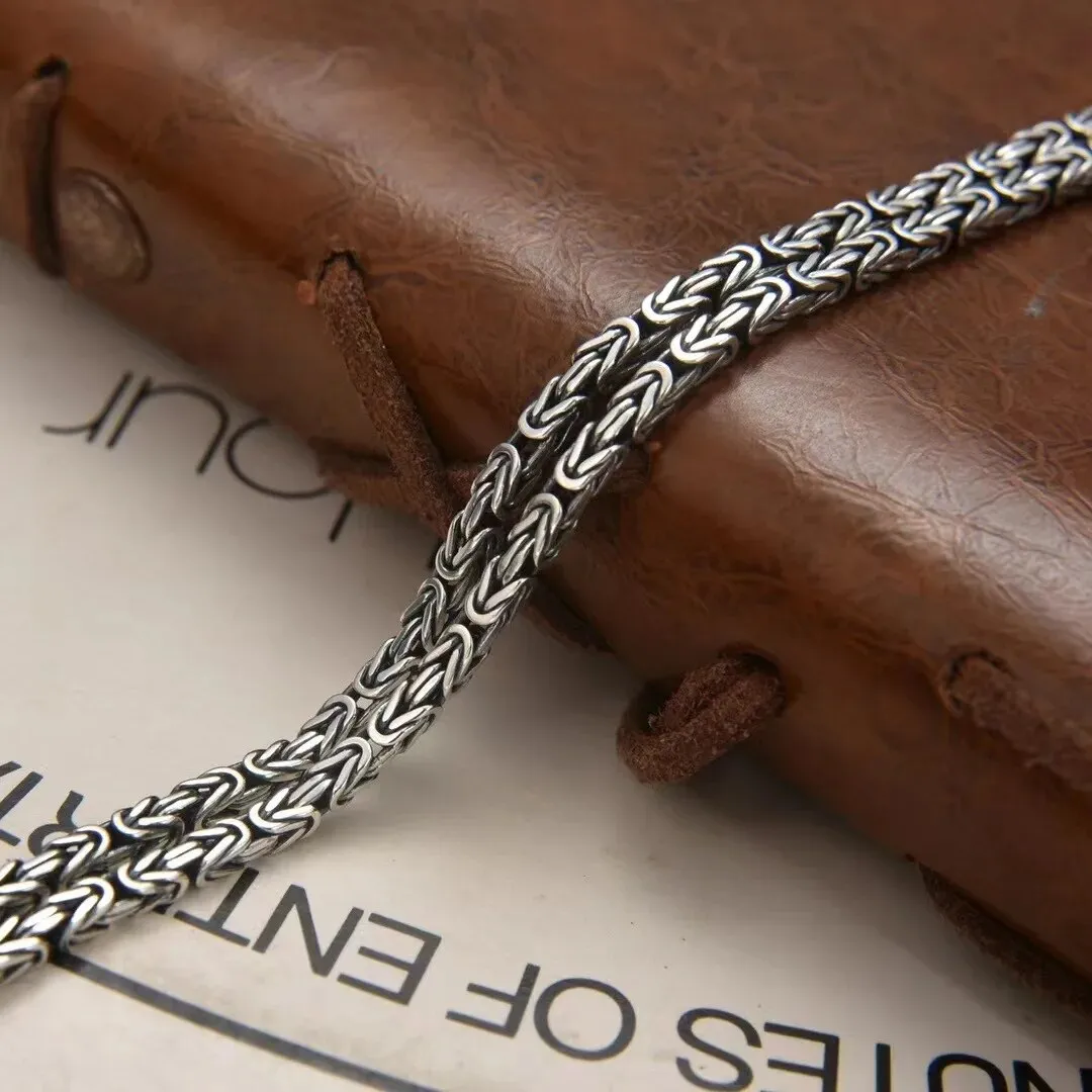 Double row bracelet Silver Color 1PCS Retro chain Hip-hop Bracelet Mens