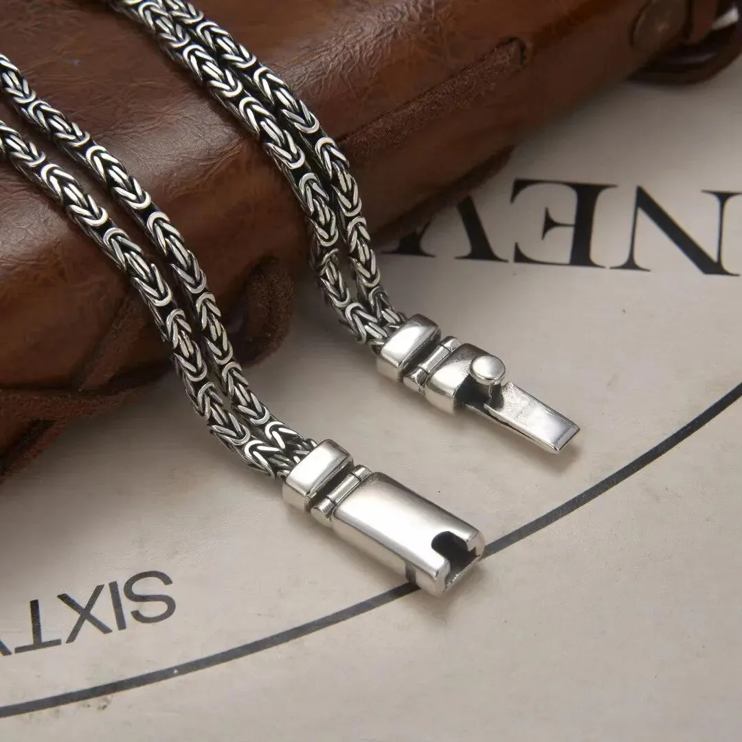 Double row bracelet Silver Color 1PCS Retro chain Hip-hop Bracelet Mens