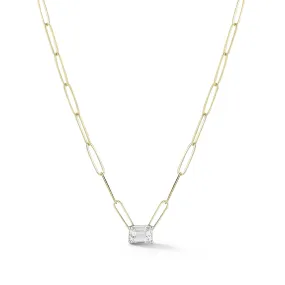 DRD 1.00 ct. Emerald Cut Diamond Solitaire Paperclip Necklace