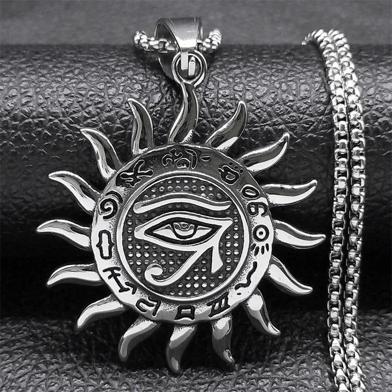Egypt Eye of Horus Sun God Pendant Necklace for Women Men