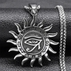 Egypt Eye of Horus Sun God Pendant Necklace for Women Men