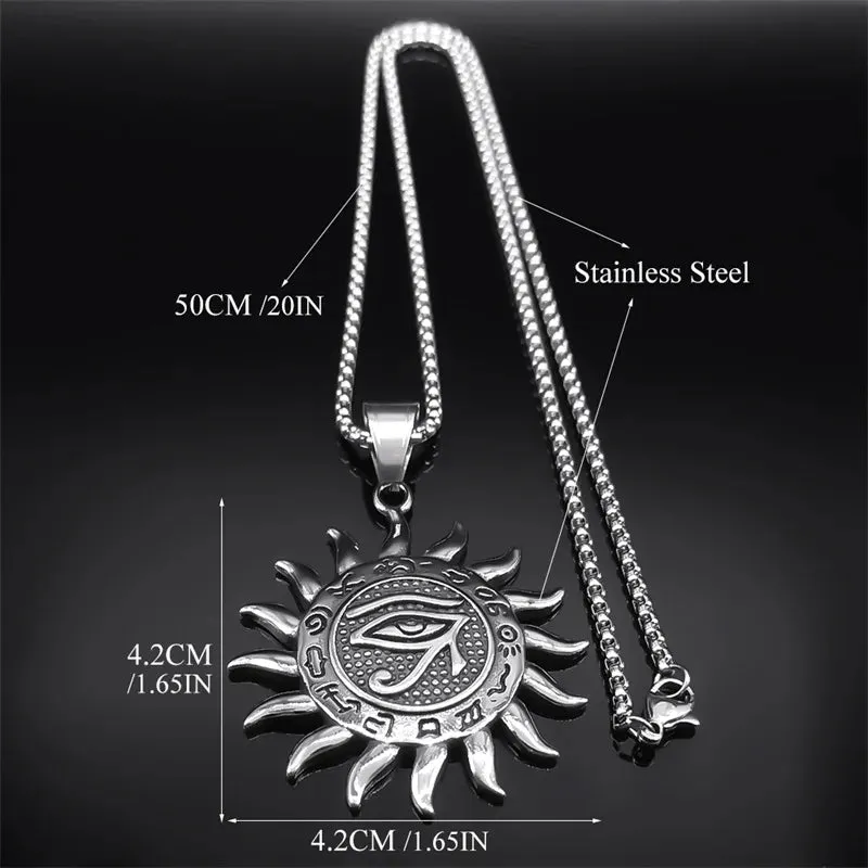Egypt Eye of Horus Sun God Pendant Necklace for Women Men