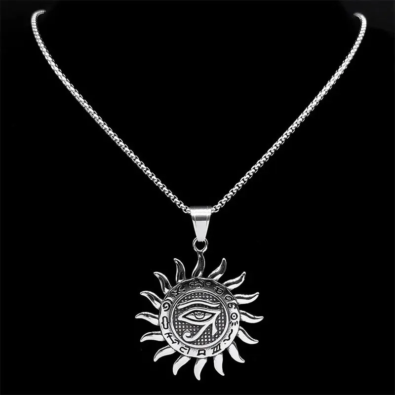 Egypt Eye of Horus Sun God Pendant Necklace for Women Men