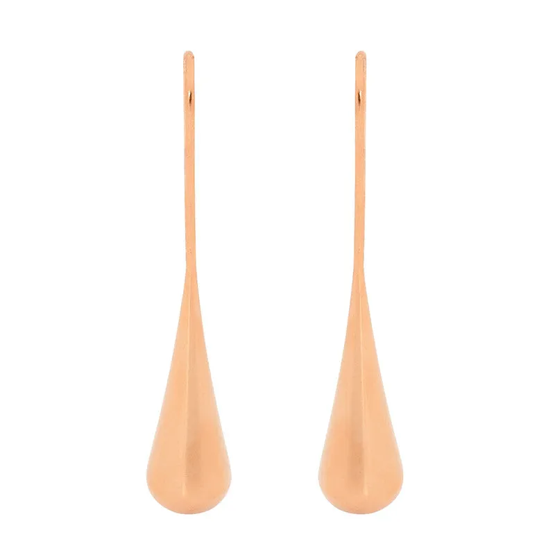 Ellani Rose Gold Plated Long Teardrop Earrings
