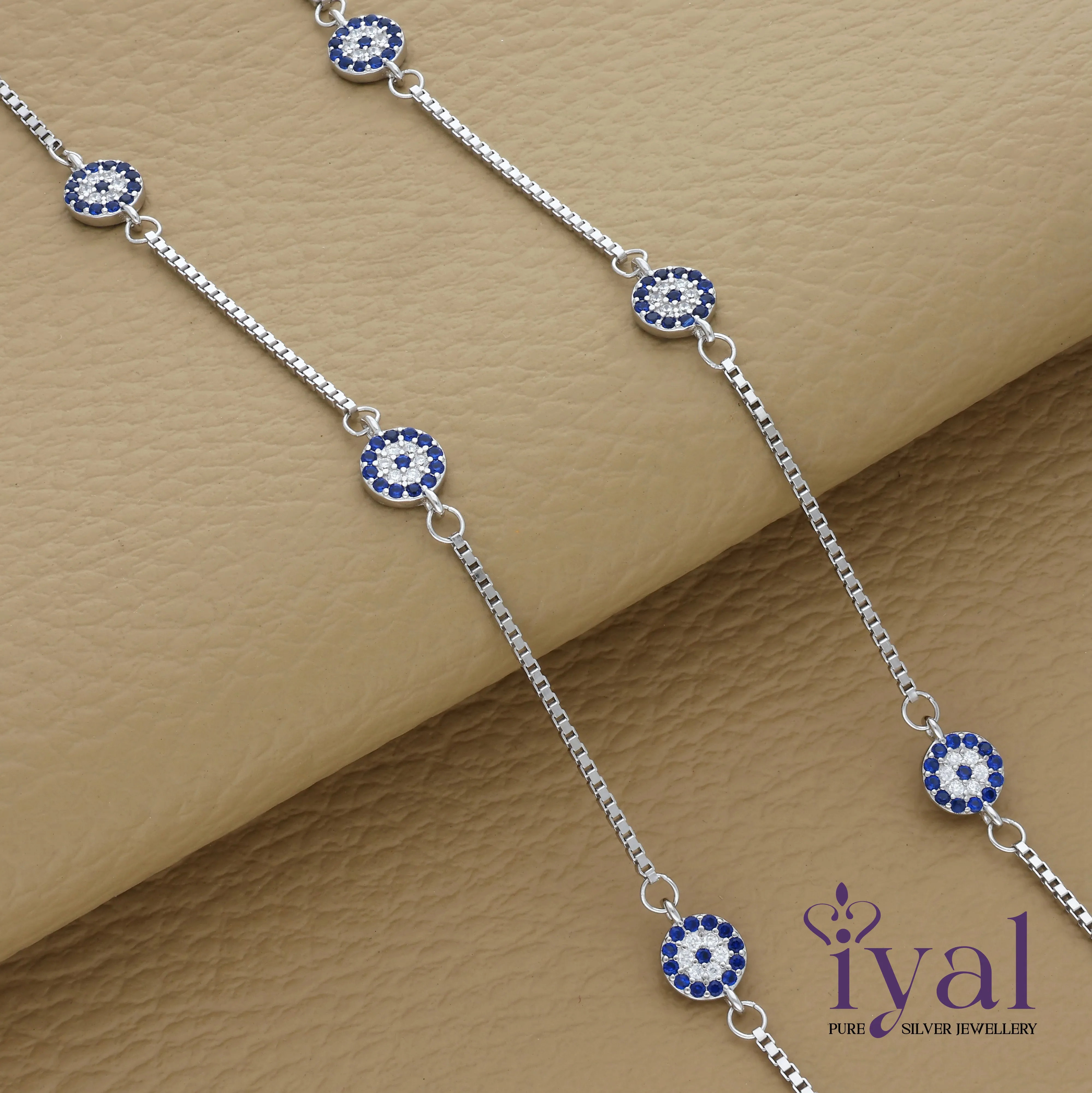 Enchanting Evil Eye Charm Silver Anklet
