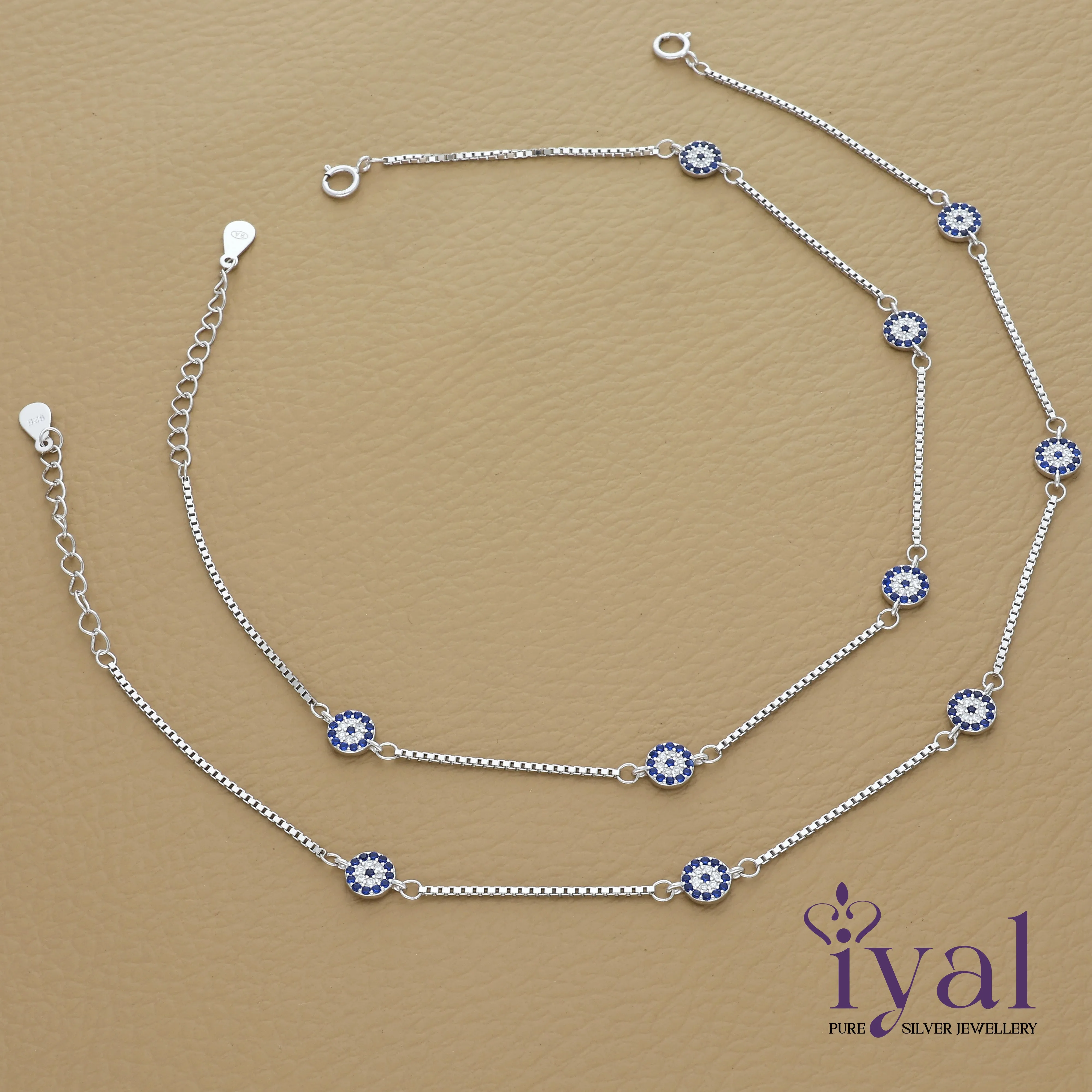 Enchanting Evil Eye Charm Silver Anklet