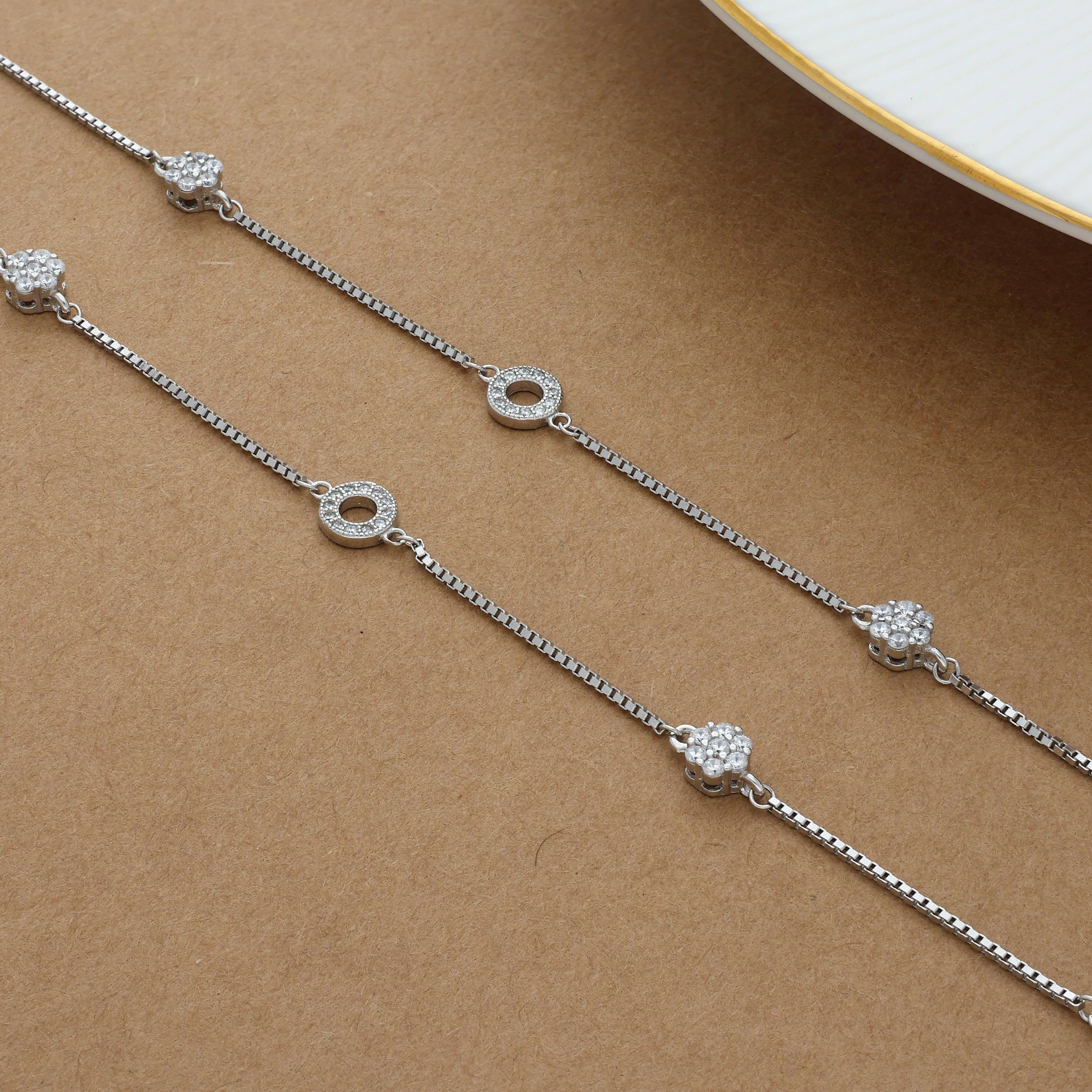 Enchanting Floral Silver Anklet