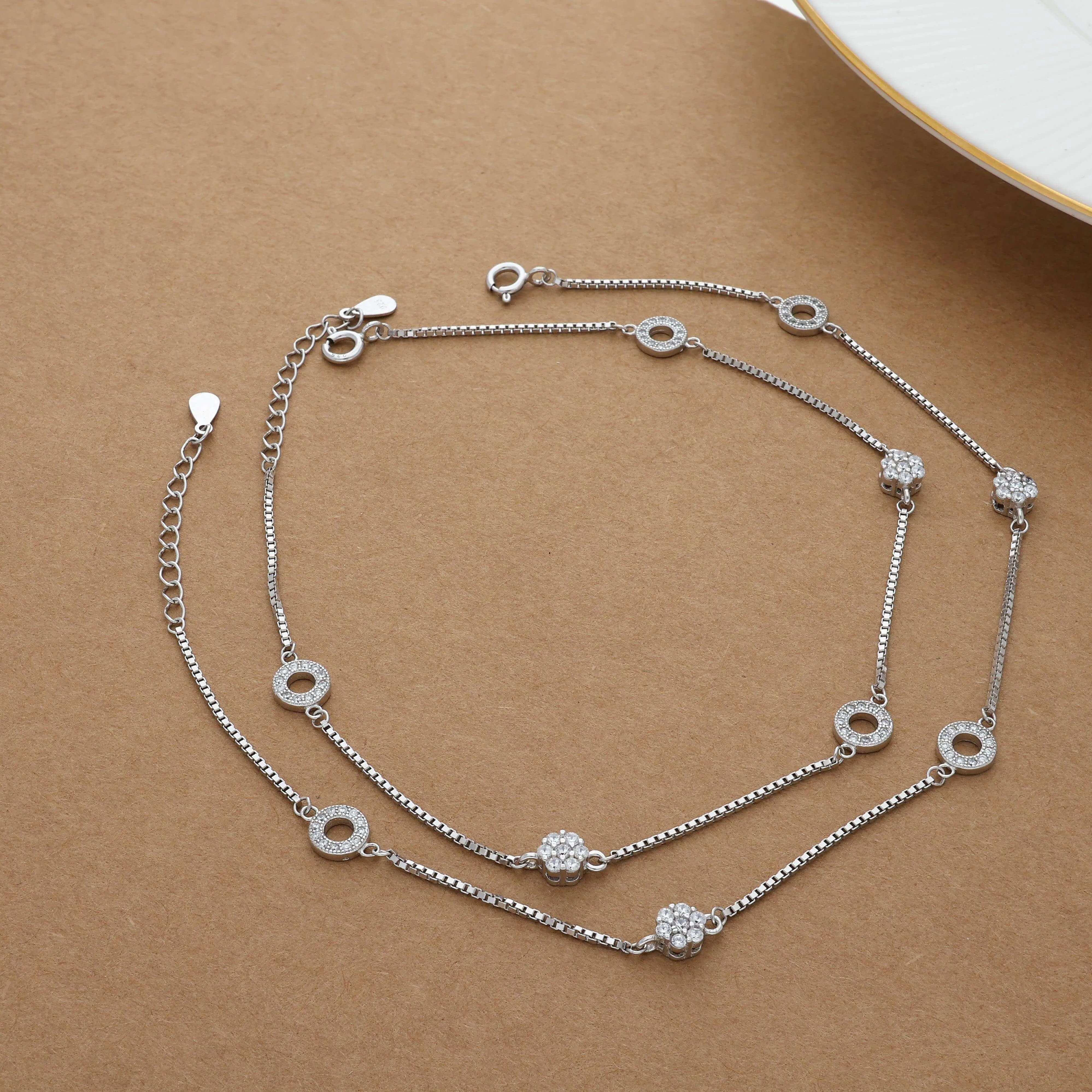 Enchanting Floral Silver Anklet