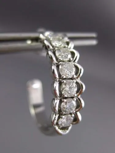 ESTATE WIDE 1CT DIAMOND 14KT WHITE GOLD 3D FLORAL UMBRELLA HOOP HANGING EARRINGS
