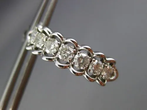 ESTATE WIDE 1CT DIAMOND 14KT WHITE GOLD 3D FLORAL UMBRELLA HOOP HANGING EARRINGS