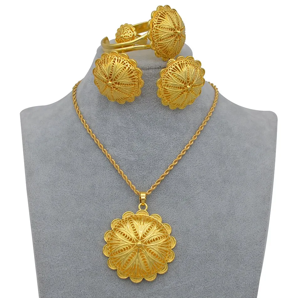 Ethiopian Jewelry sets Pendant Necklaces Earrings Ring Bangles