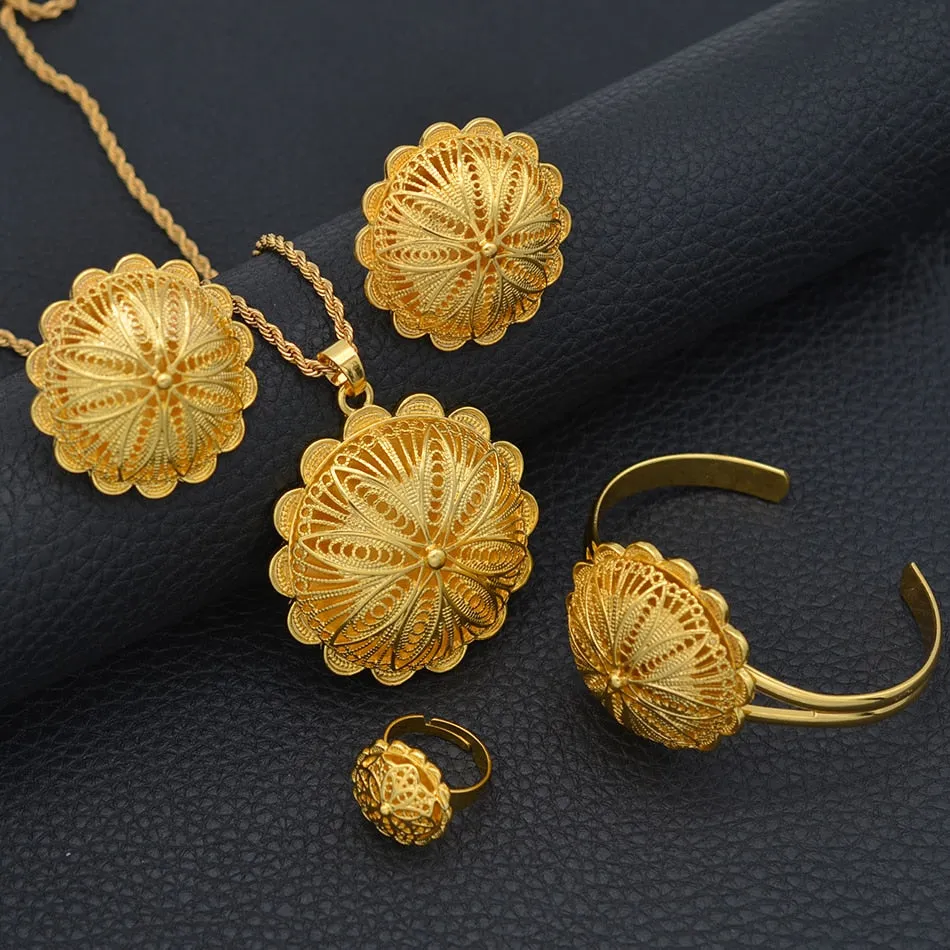 Ethiopian Jewelry sets Pendant Necklaces Earrings Ring Bangles