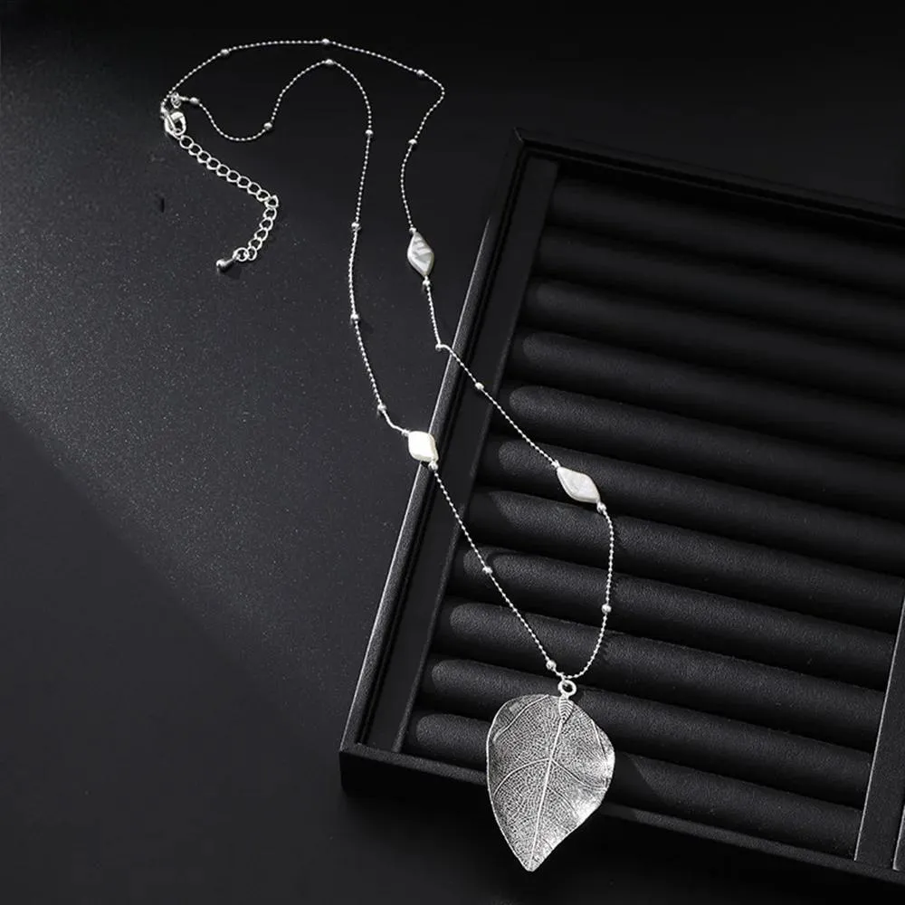 Fashion Jewelry Necklace Long Chain Special Hollow Out Leaf Charm Design Pendant Necklaces
