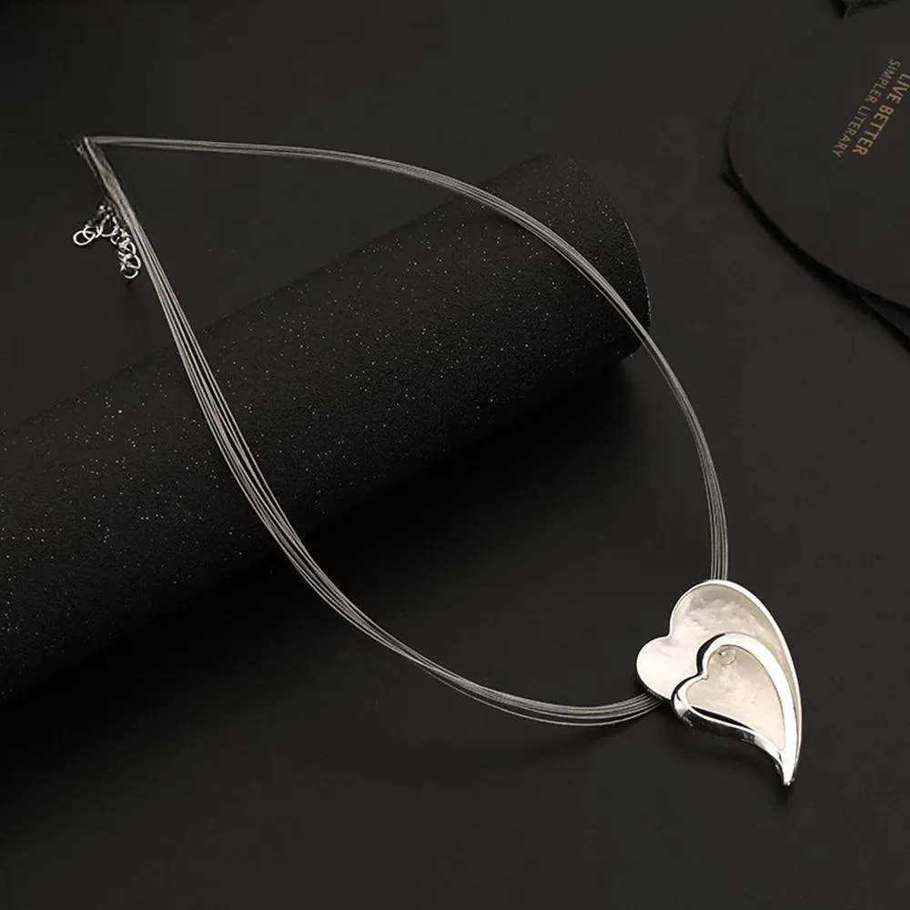 Fashion Silver Color Big Heart Pendant Necklace for Women