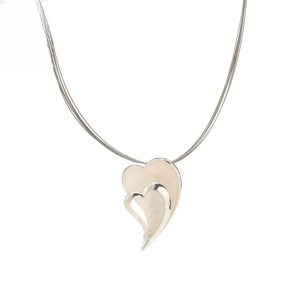 Fashion Silver Color Big Heart Pendant Necklace for Women