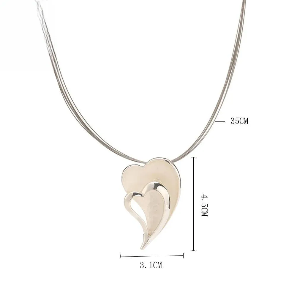 Fashion Silver Color Big Heart Pendant Necklace for Women