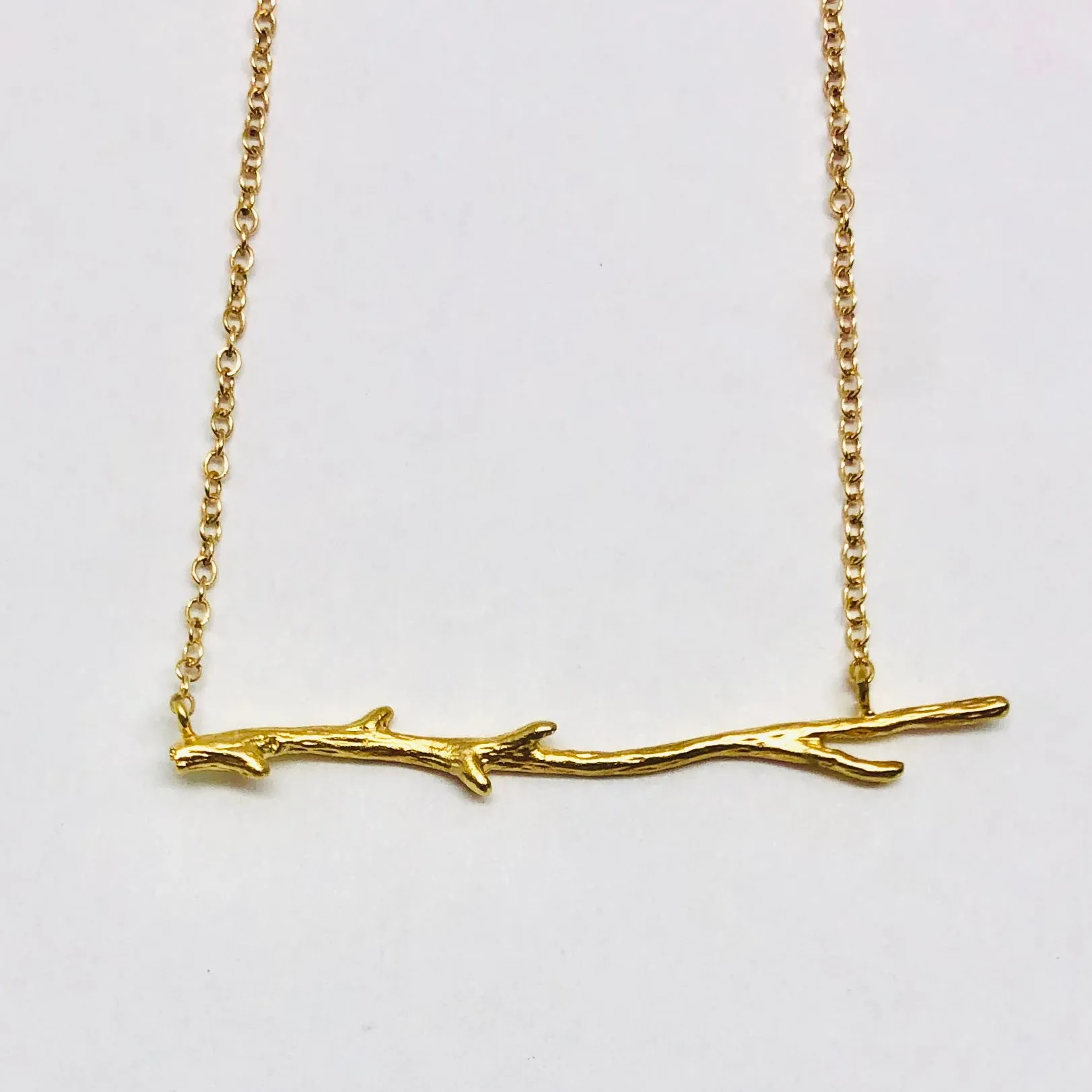 Fine Branch Necklace - 18k Gold Tree Branch Pendant Charm Necklace