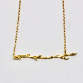 Fine Branch Necklace - 18k Gold Tree Branch Pendant Charm Necklace