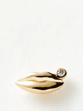 Fine diamond lips single stud earrings