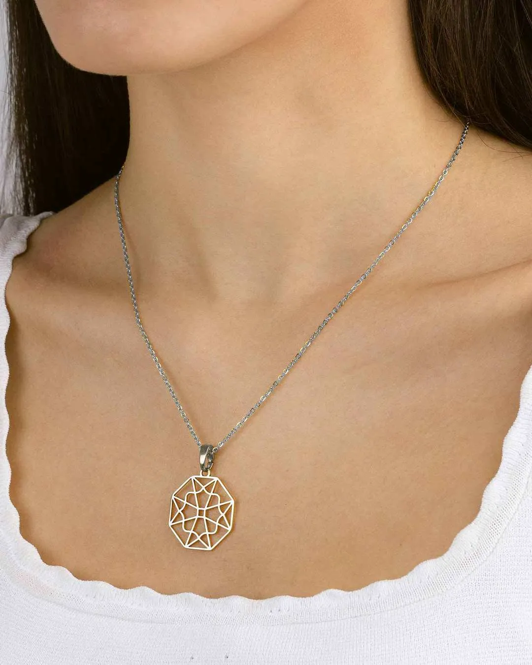Fjura Cross Hollow Pendant, Silver