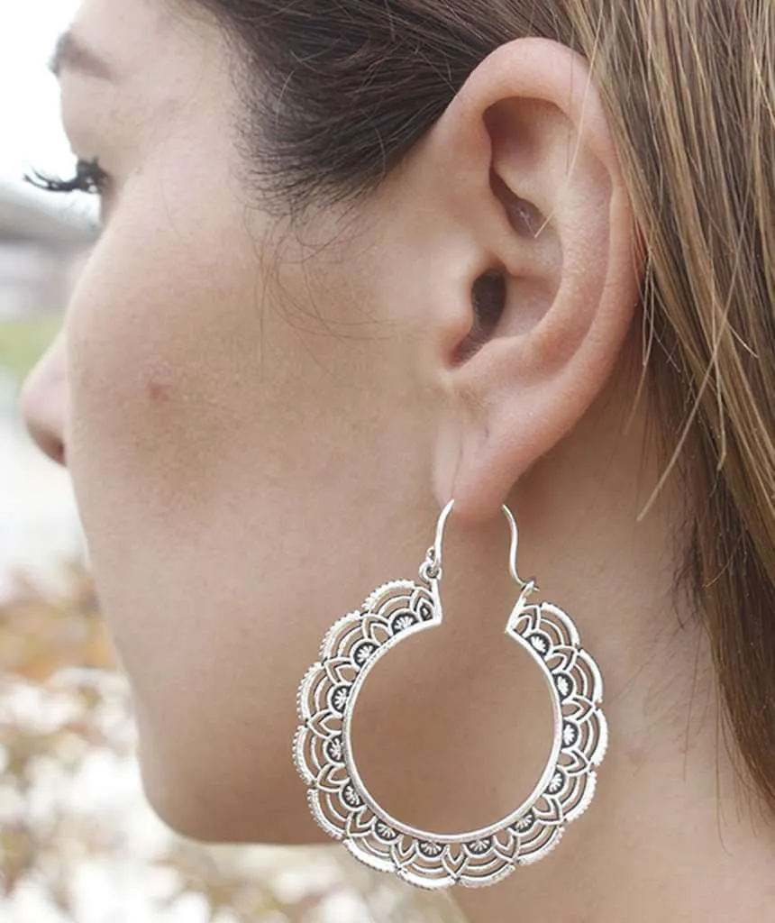 Floral Hoop Earrings
