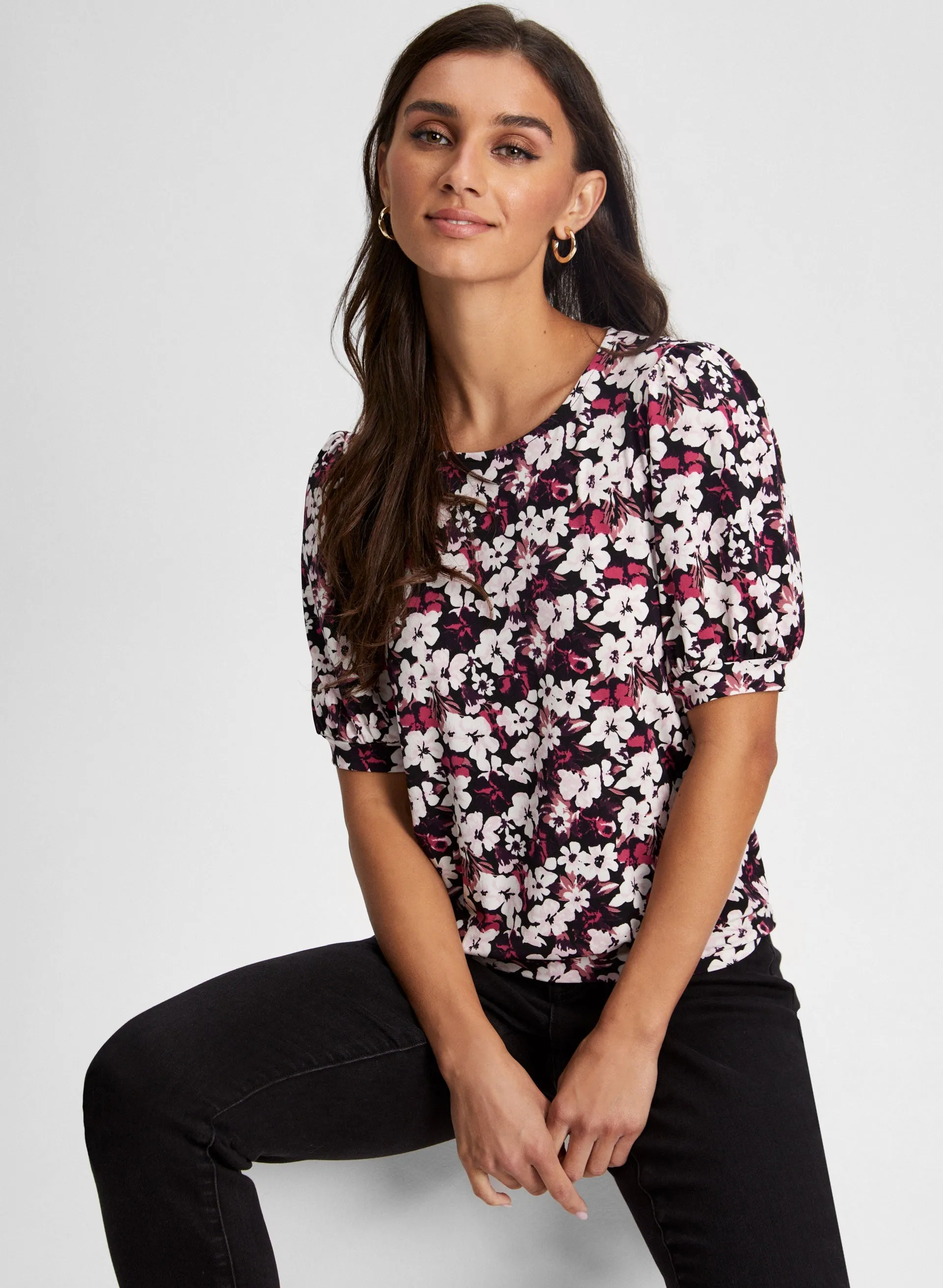 Floral Print Puff Sleeve Top