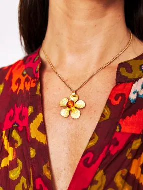 Flower Child Necklace - Brass and Tan