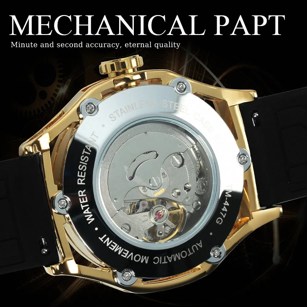 Forsining Sports Automatic Mechanical Watch for Men Calendar Hollow Out Dial TM477G
