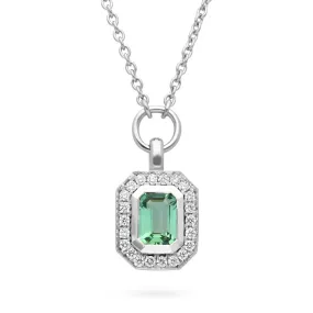 FRAME Mint Tourmaline Platinum Necklace with Diamond Halo