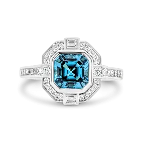 'Gatsby' Teal Tourmaline & Diamond Ring