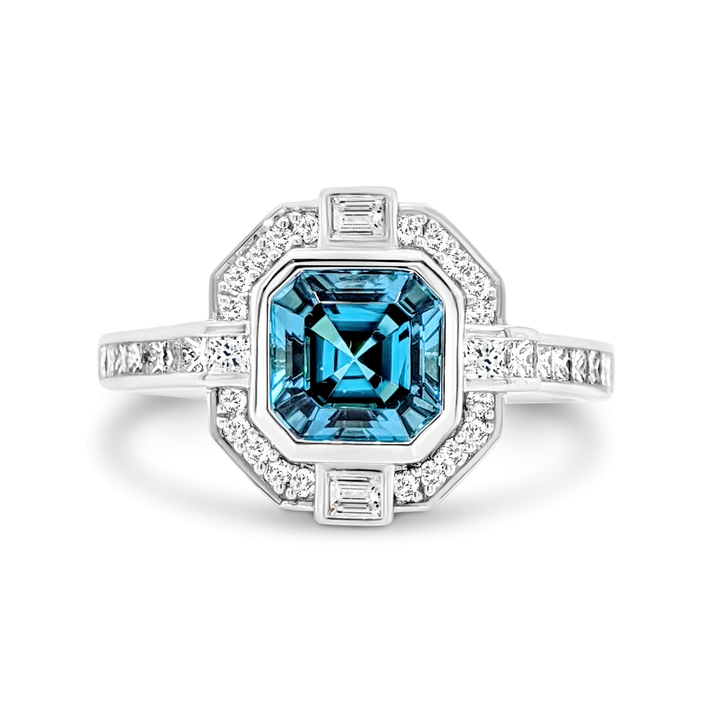 'Gatsby' Teal Tourmaline & Diamond Ring