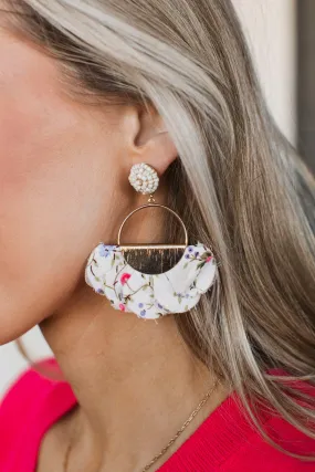 Giving Your All Floral Earrings- Gold & Ivory