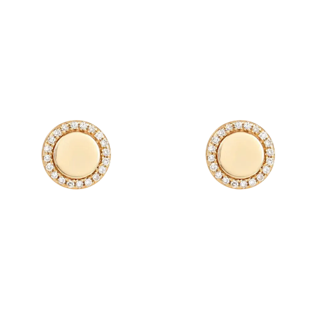 Gold & Diamond Disk Studs