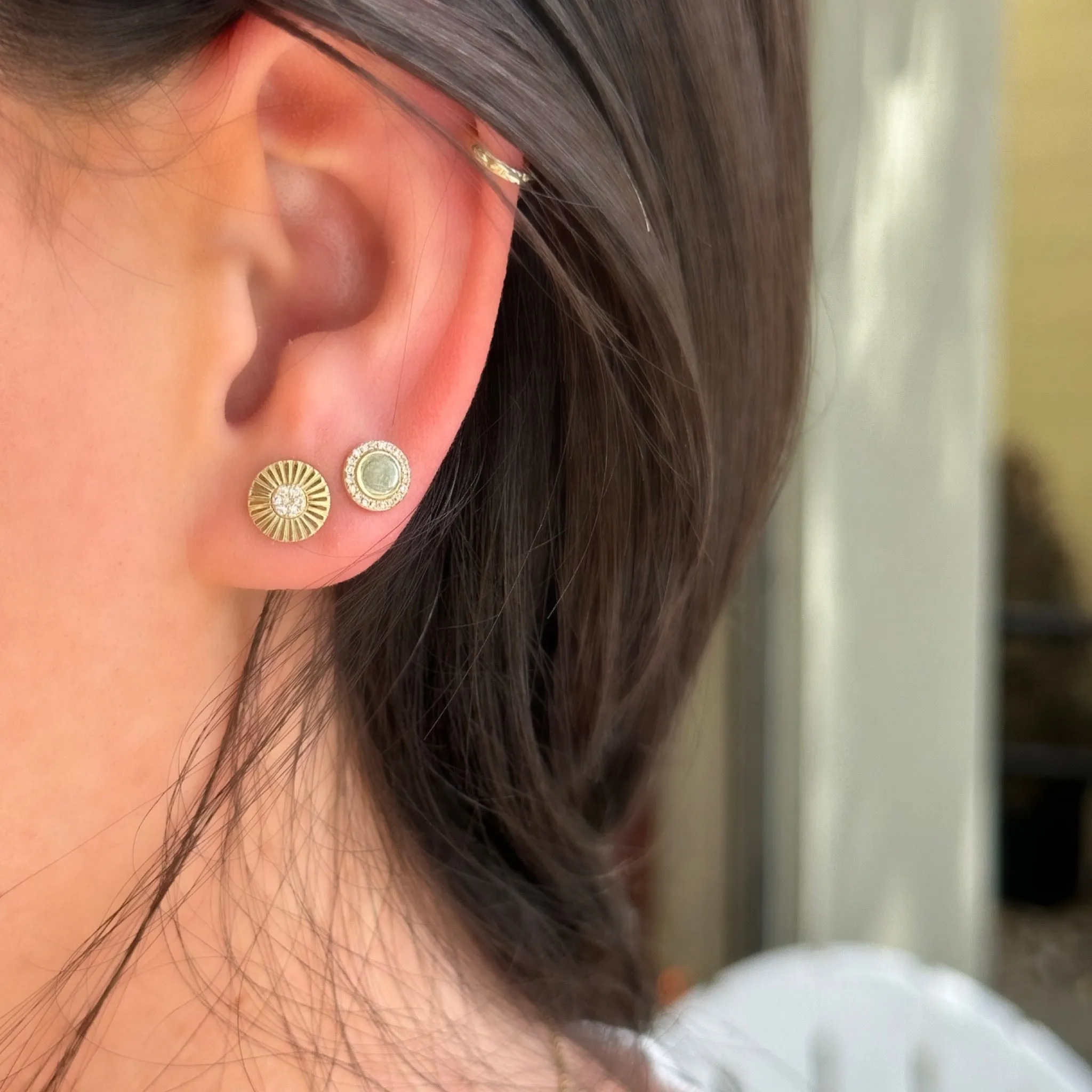 Gold & Diamond Disk Studs