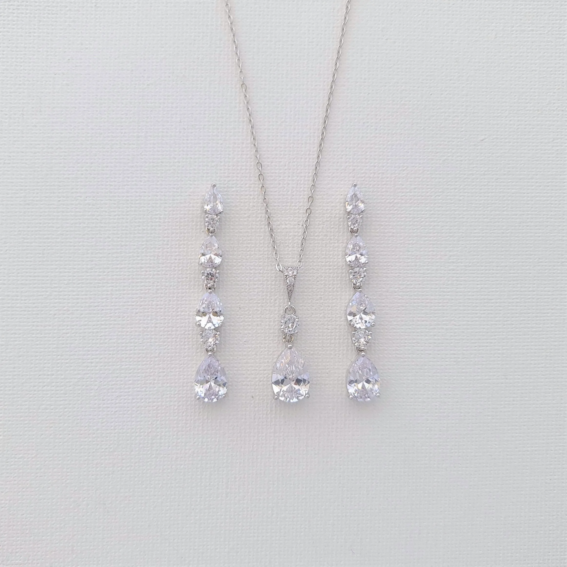 Gold Bracelet Earrings and Necklace Wedding Jewelry Set-Hazel