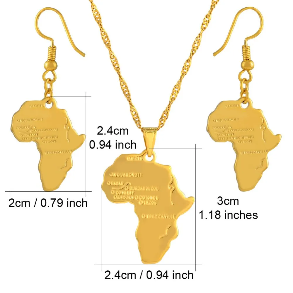 Gold Color Map of African Ethiopian Nigeria Sudan Congo sets