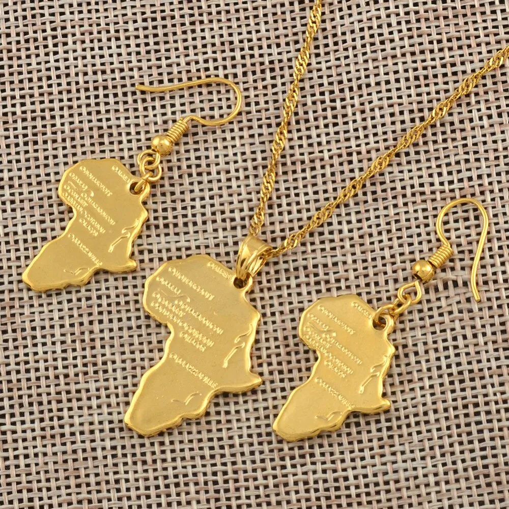 Gold Color Map of African Ethiopian Nigeria Sudan Congo sets