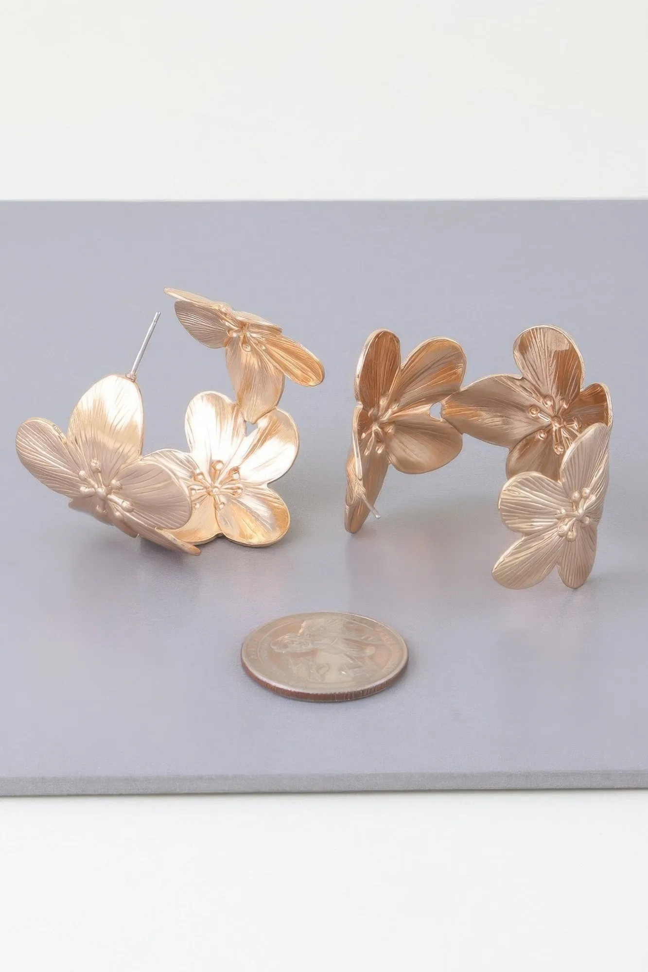 Gold Floral Hoop Earrings