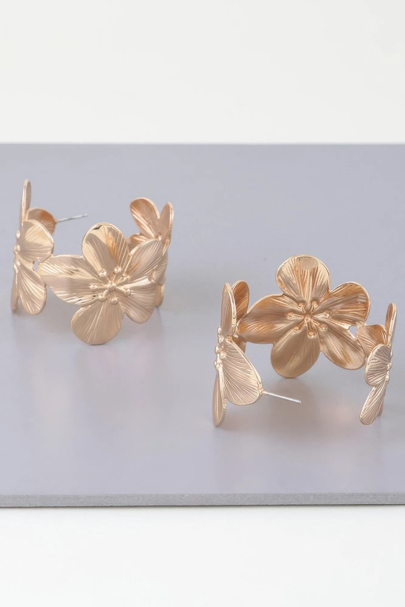 Gold Floral Hoop Earrings