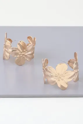 Gold Floral Hoop Earrings