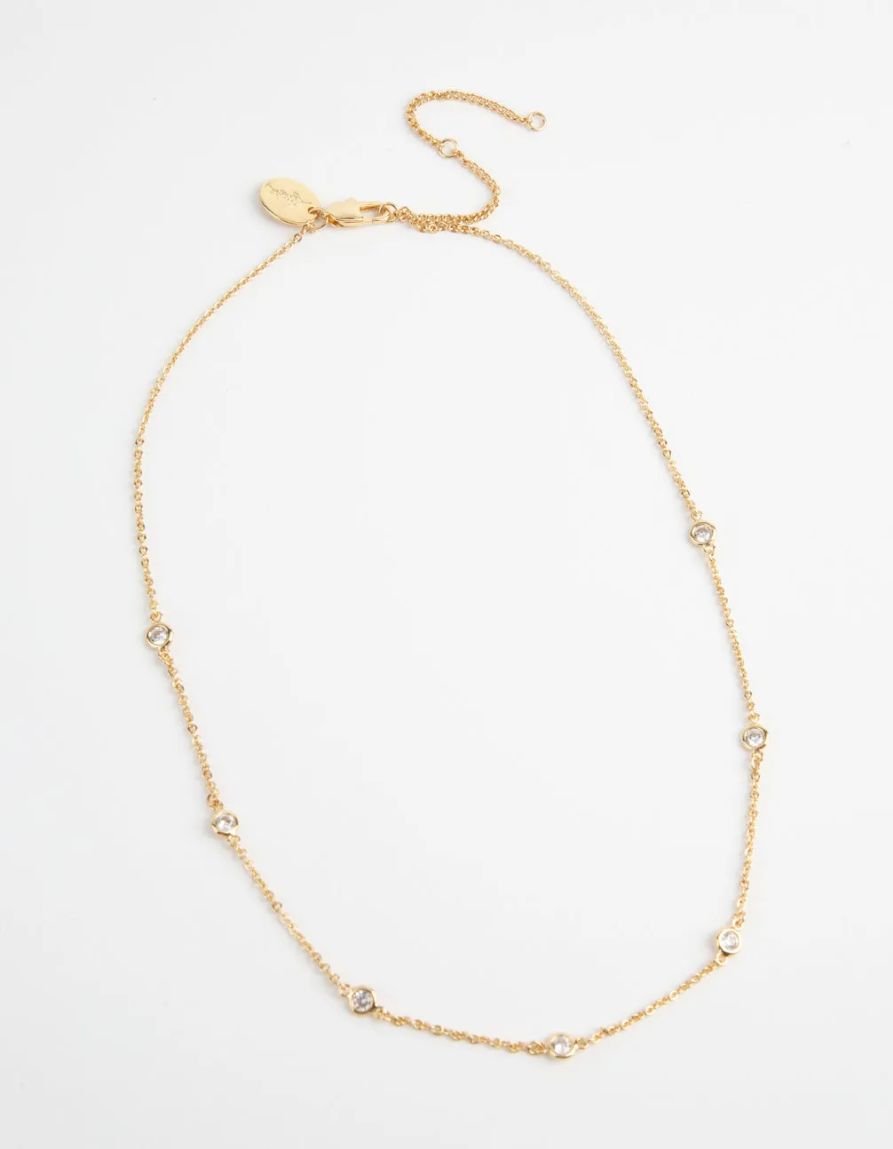 Gold-Plated Seven Crystal Necklace