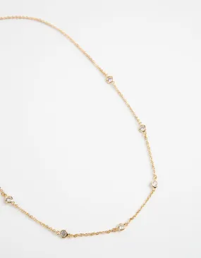 Gold-Plated Seven Crystal Necklace