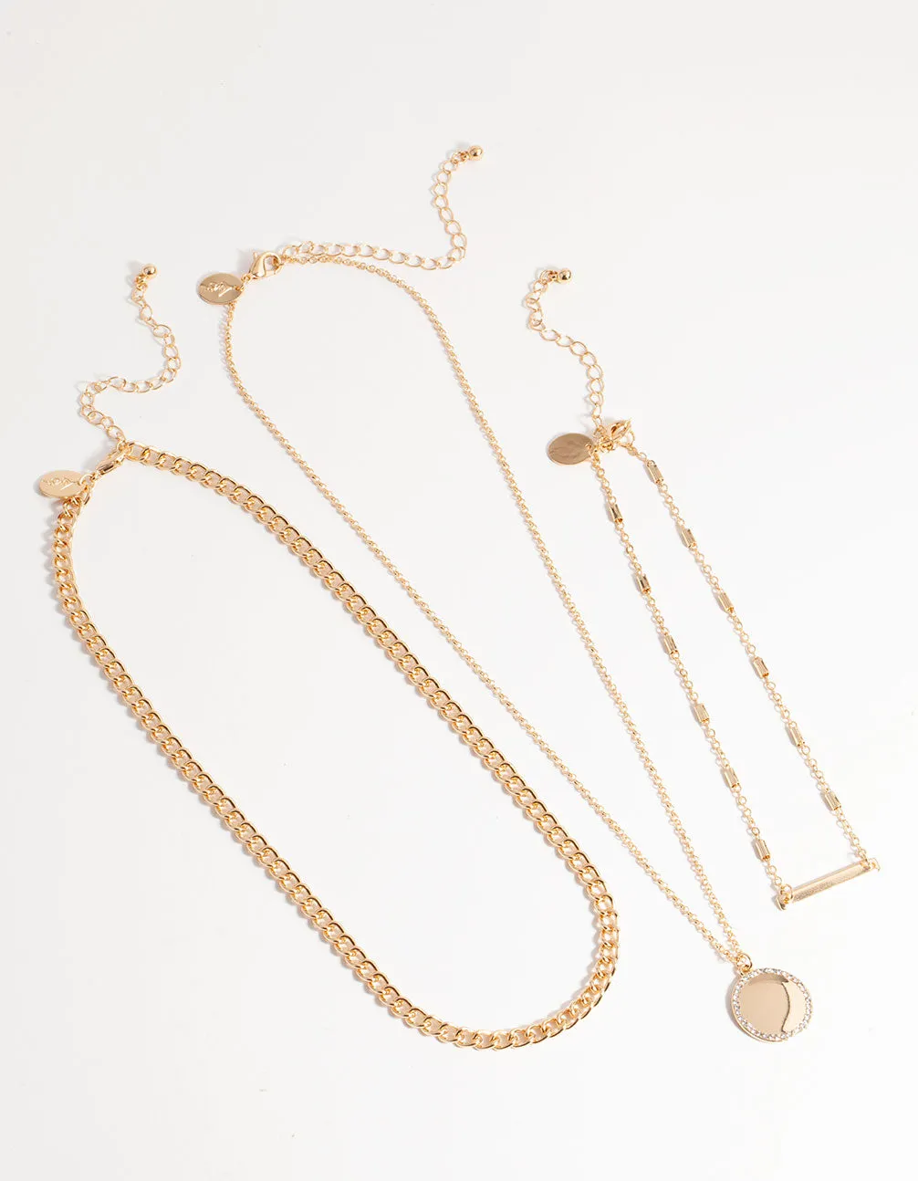 Gold Short Fine Layered Chain Necklace