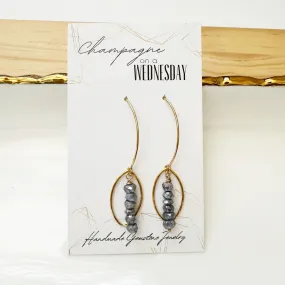 Grey mystic Gemstone Stack earrings on gold filled ear wires