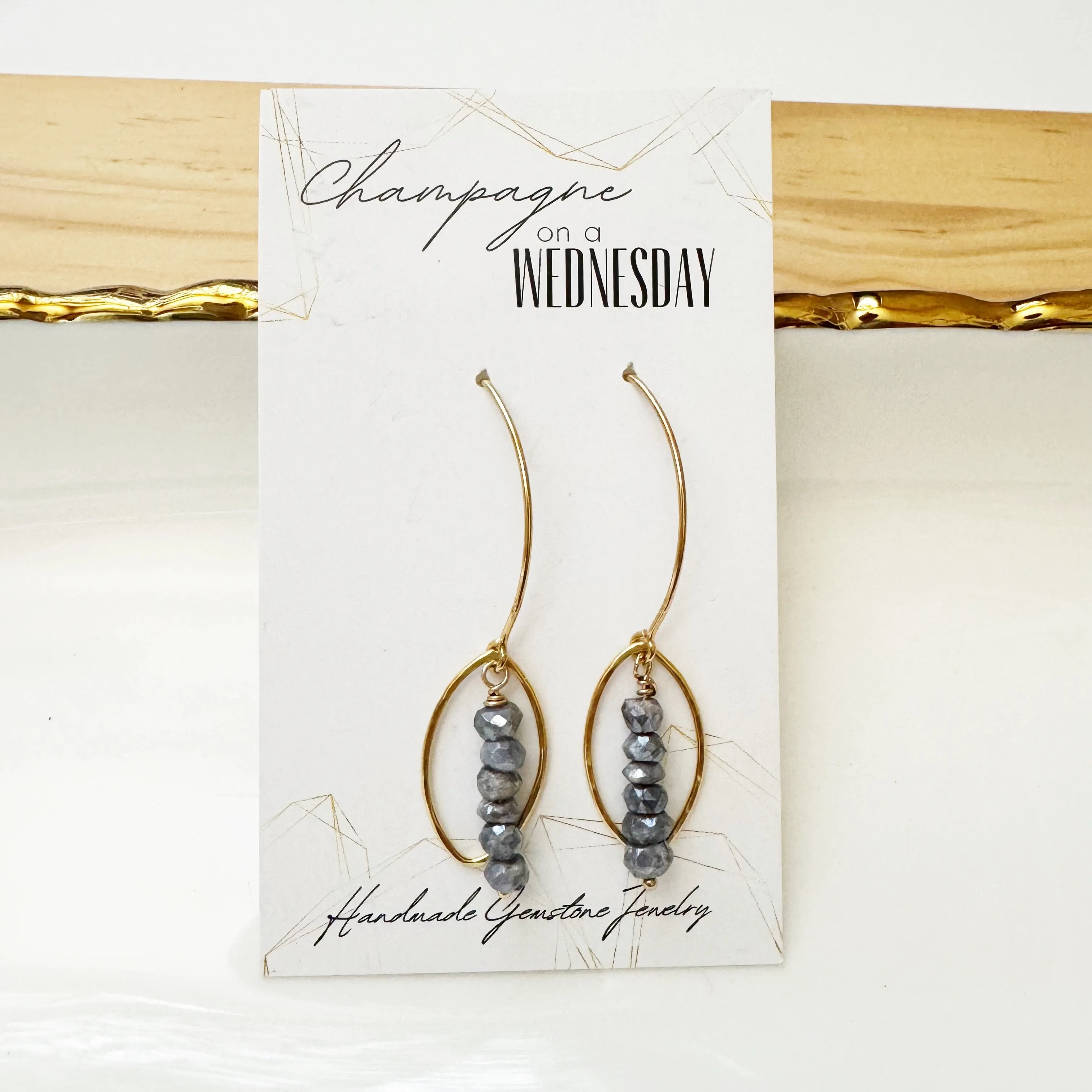Grey mystic Gemstone Stack earrings on gold filled ear wires